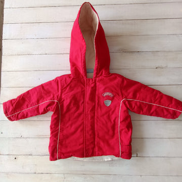 Chaqueta Power Line Roja Acolchada con Gorro Muy Gruesa