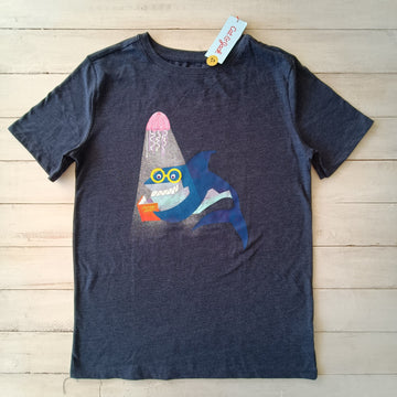 NUEVA Polera Cat & Jack Talla 16 Azul. Tiburón Leyendo