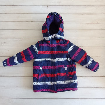 Parka Kids Talla 12-24M. Morada Líneas y estrellas.