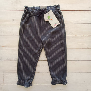 NUEVO Pantalón Topomini Talla 2 Gris Líneas Blancas