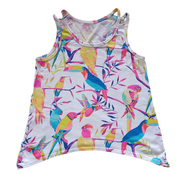 Polera Place Talla 7-8 Blanca. Aves.