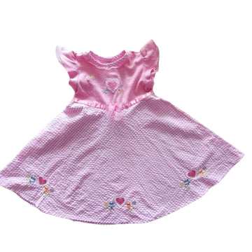 Vestido Youngland Talla 4 Rosado con flores bordadas.