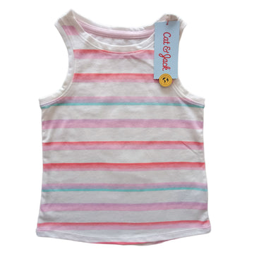 NUEVA Polera Cat & Jack T3 Blanca. Rayada colores