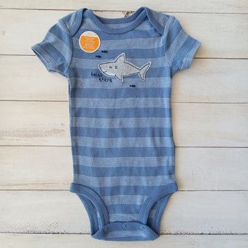 NUEVO Body Carter's Niño 6M Azul Rayado Tiburón