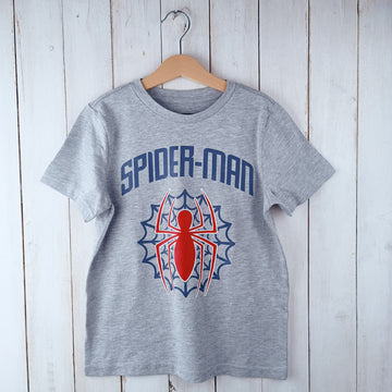 NUEVA Polera Marvel Talla 7 Gris Claro. Spiderman