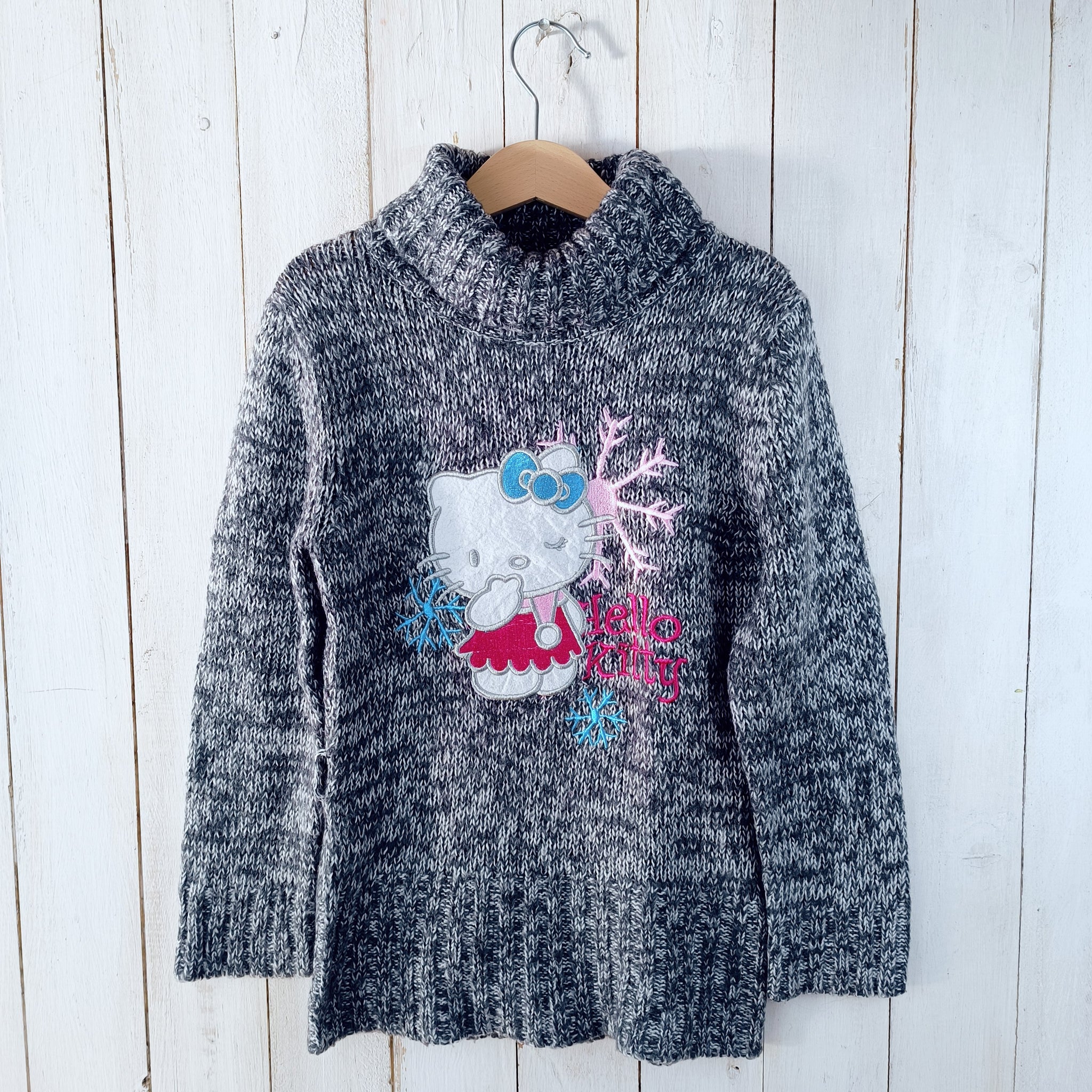 NUEVO Sweater Hello Kitty T6-7 Jaspeado Gris