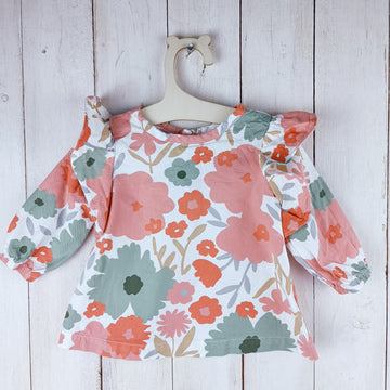 Vestido Carter´s Talla 3 Meses. Flores Naranjas y Verdes