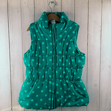 Parka Circo Talla 12. Verde con lunares. Acolchada