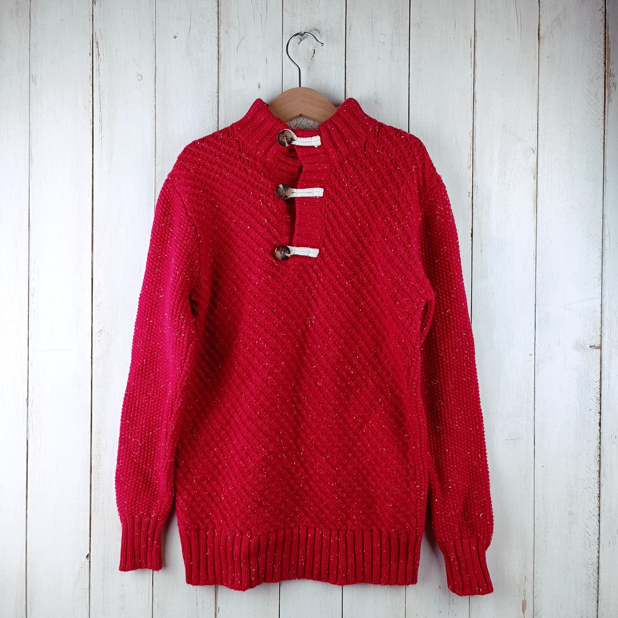 NUEVO Sweater Cat & Jack Talla 8-10 Rojo. Cuello Chiporro Blanco