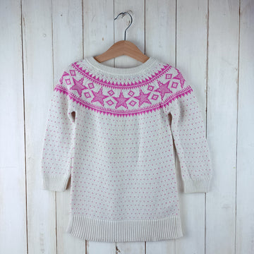 NUEVO Vestido Gap Talla 3 Blanco Invierno. Estrellas y Corazones Rosados