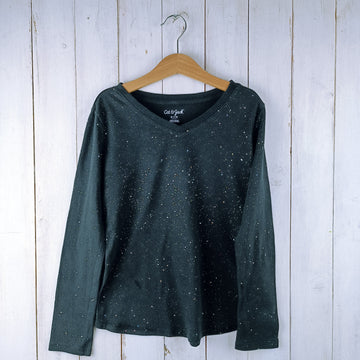 NUEVA Polera Cat & Jack Talla 7-8 Negra. Brillos tornasol