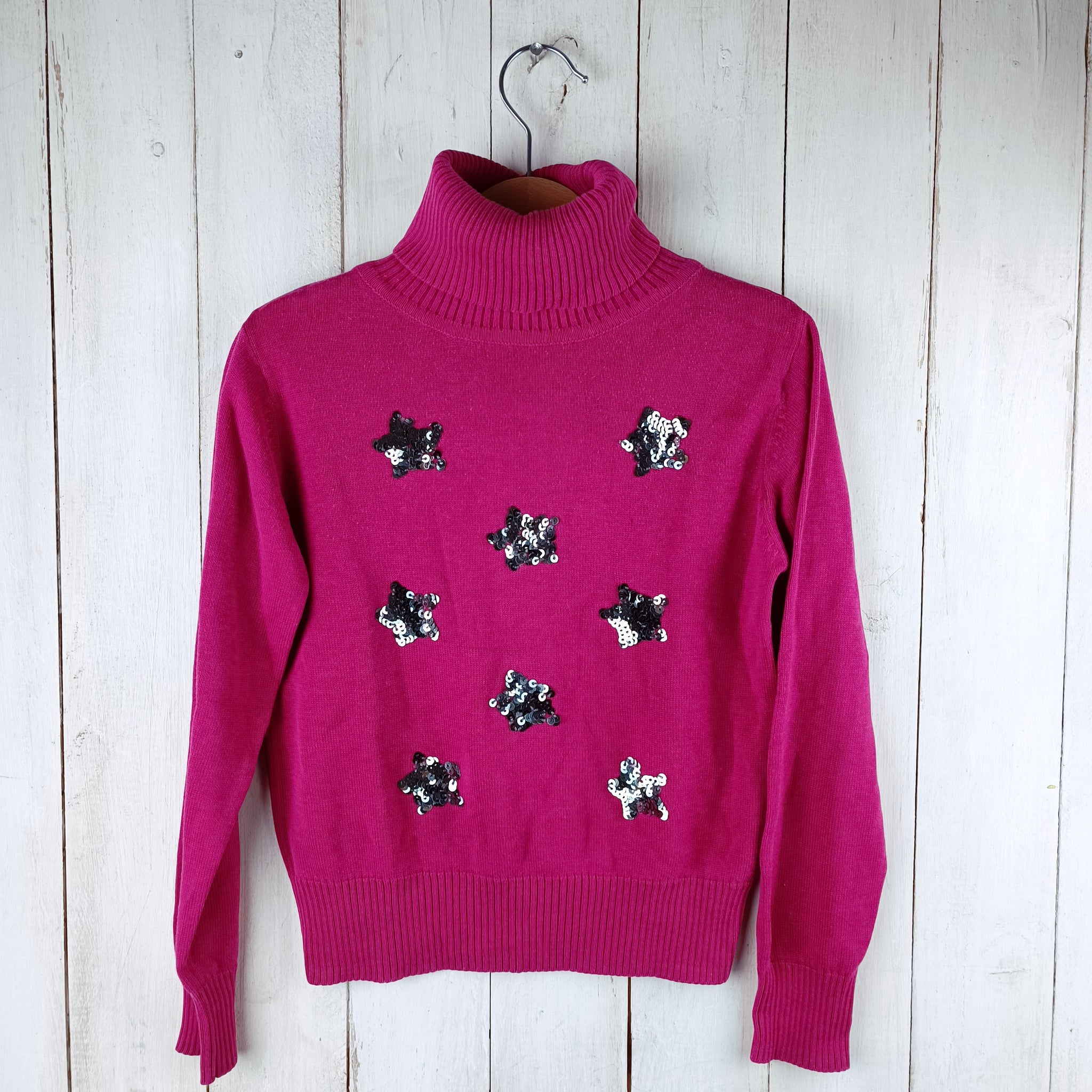 Sweater Tribu Ballet Talla 6 Fucsia. Estrellas lentejuelas