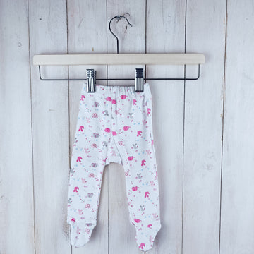 NUEVO Pantalón Patitas Pumucki Talla 0-3 meses Blanco. Elefantes y conejos rosados. Cintura elasticada