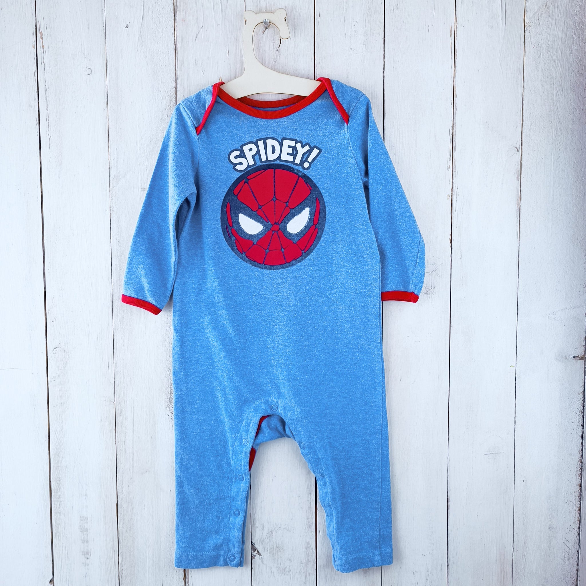 Enterito Marvel Talla 12 meses Celeste. Spiderman