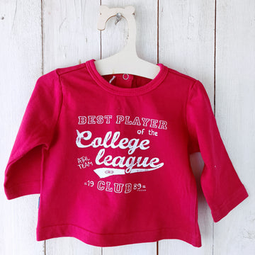 Polera Ficcus Talla 6 meses. Roja College League.