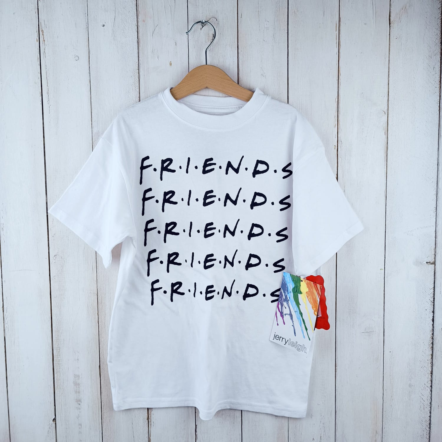 NUEVA Polera Friends Talla 10-12 Blanca. Letras negras.