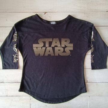 Polera Star Wars T7/8 Negra Letras Plateadas Manga 3/4