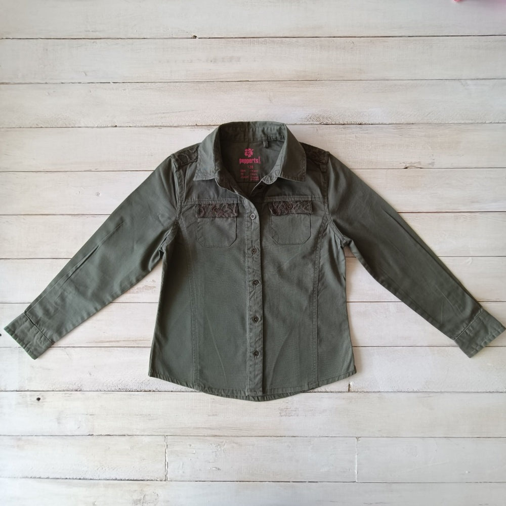 Blusa Pepperts T7/8 Verde M/L Bolsillos con Bordados