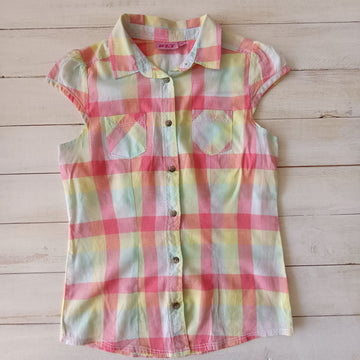 Blusa NKY T10  Cuadrillé Amarilla Rosada M/C