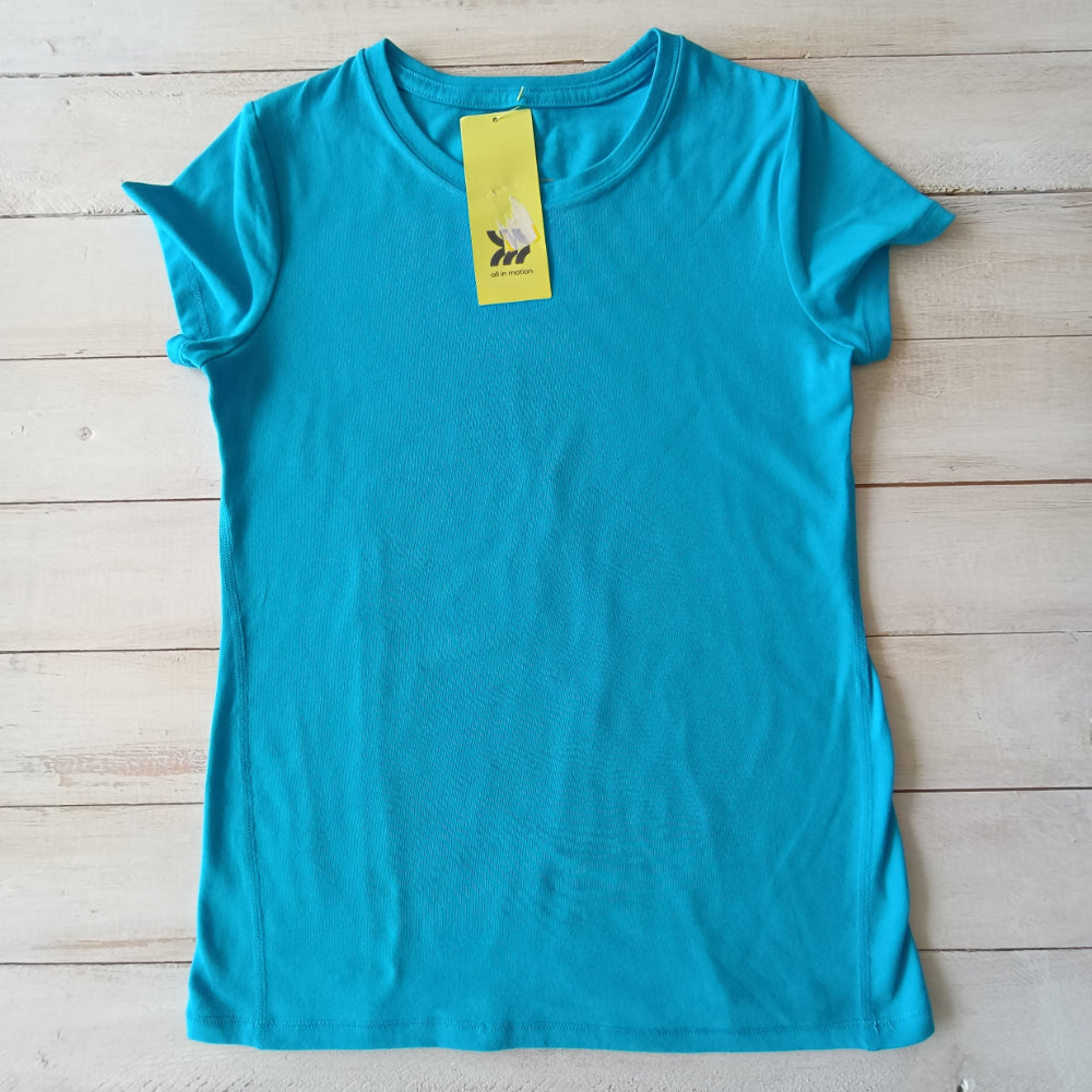 Polera All In Motion NUEVA Talla 7-8 Celeste Algodón