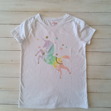 NUEVA Polera Cat & Jack Talla 10-12 Blanca. Unicornio.