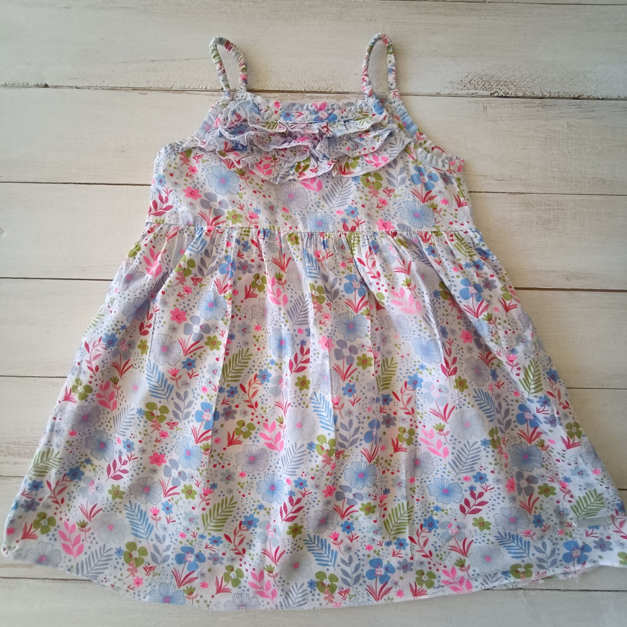 Vestido Infanti T2 Blanco Flores.