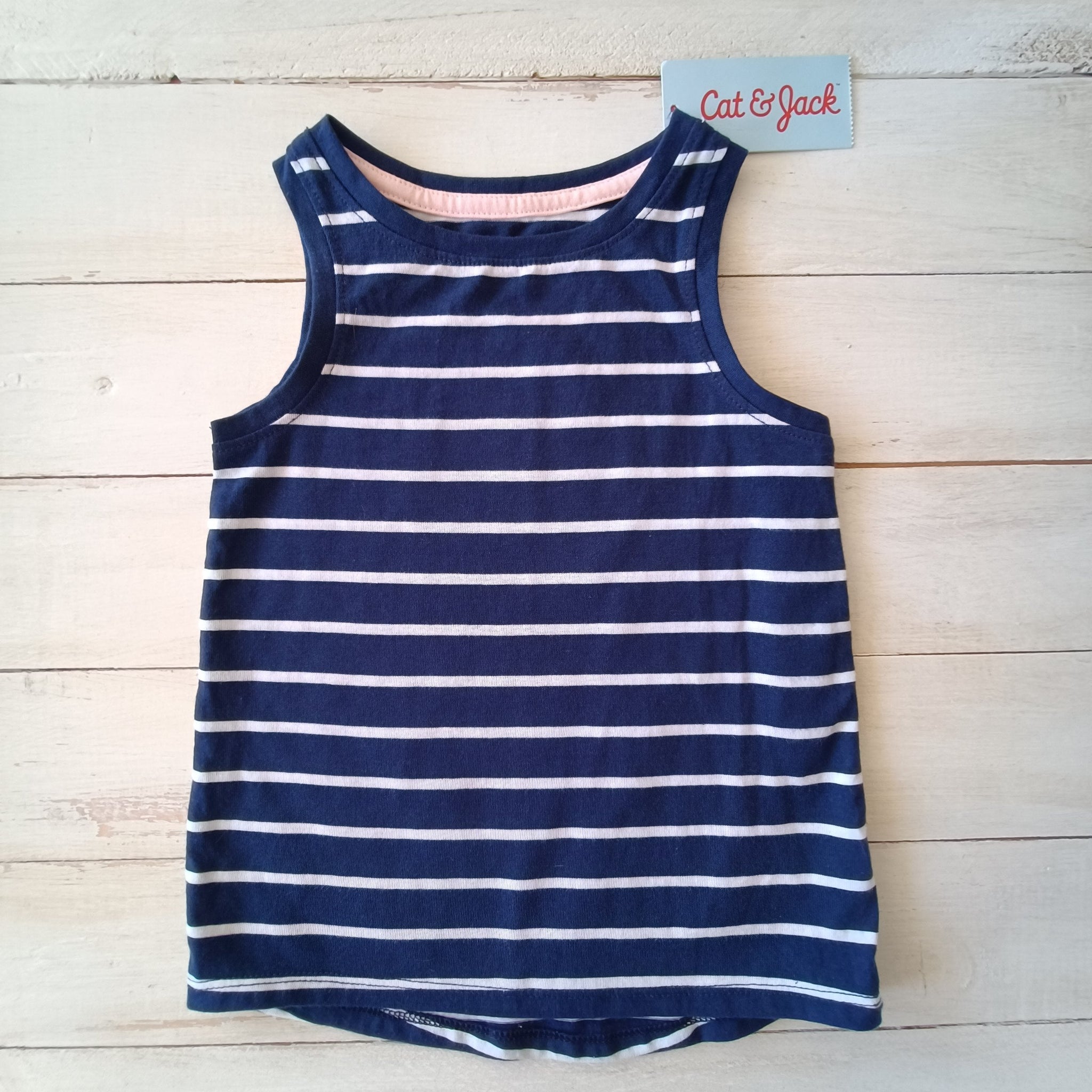 NUEVA Polera Cat & Jack Talla 18M Azul. Rayas blancas