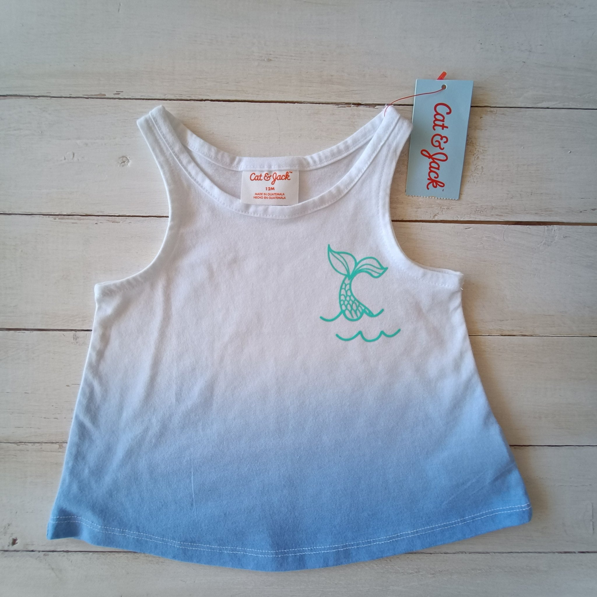 NUEVA Vestido Cat & Jack Talla 18M Blanca. Cola Sirena.