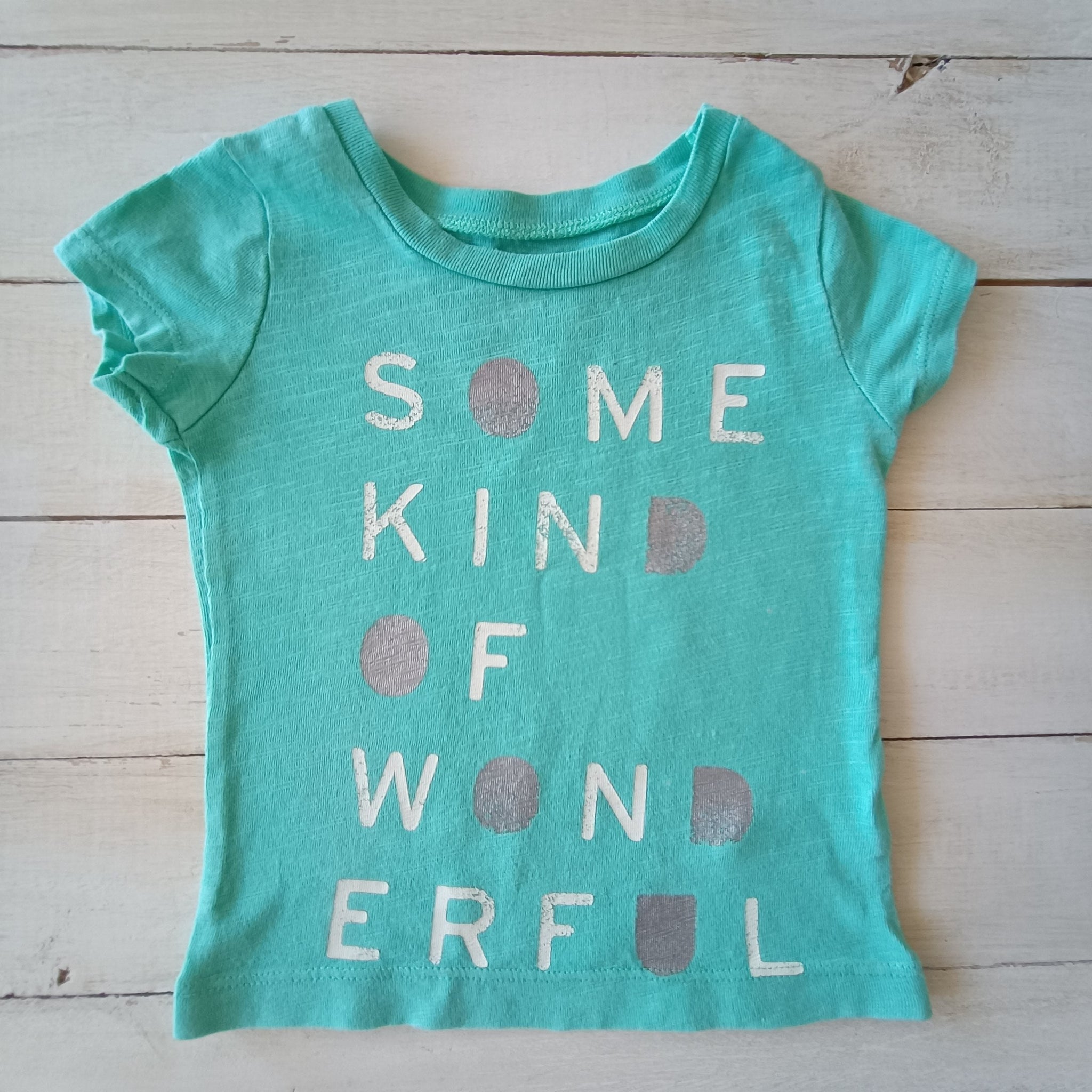 Polera Carter´s Talla 12M Celeste. Letras blancas.