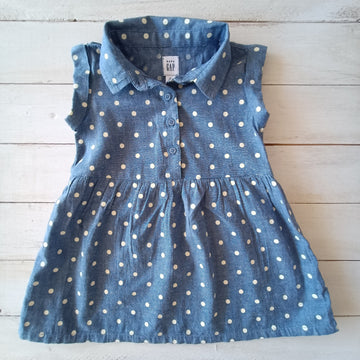 Vestido Gap T18-24M. Azul lunares.