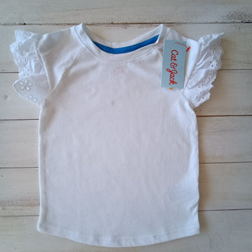 NUEVA Polera Cat & Jack Talla 18M Blanca. Mangas Broderí