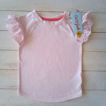 NUEVA Cat & Jack Talla 18M  Rosado Mangas Broderí