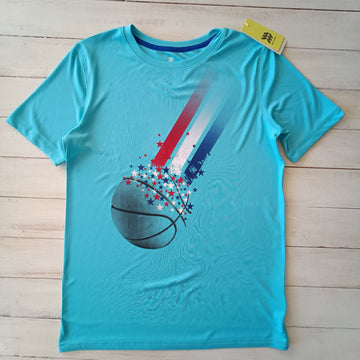 NUEVA Polera All In Motion Talla 12-14 Celeste Balón Basketball