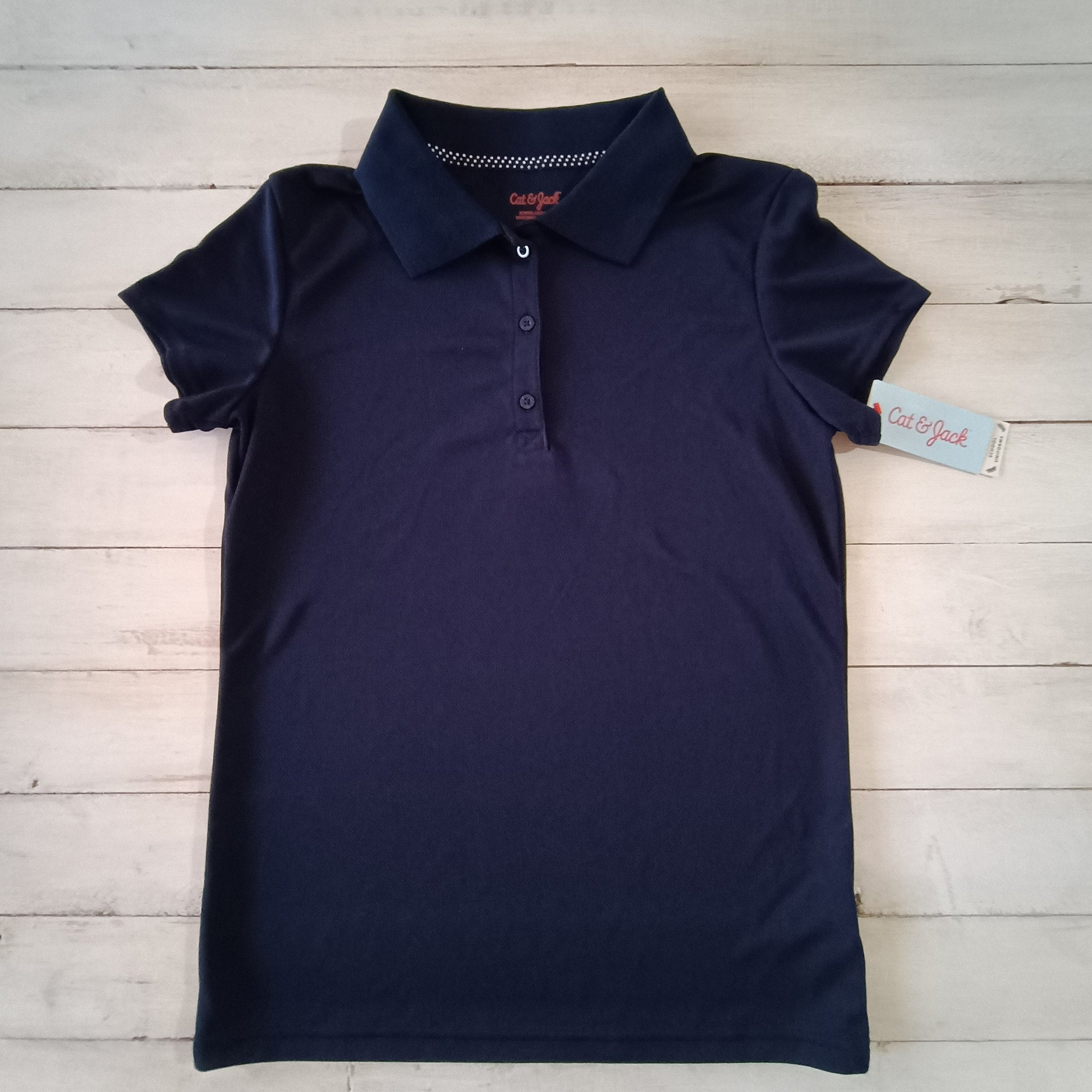 NUEVA Polera Cat & Jack Talla 14-16 Azul Marino. Piqué