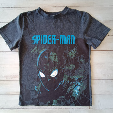 Polera Marvel Talla 12 Gris. Rostro Spiderman