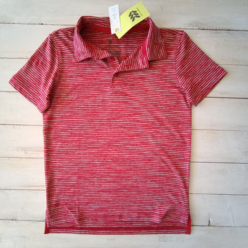 NUEVA Polera All In Motion Talla 6-7 Roja. Rayas grises.