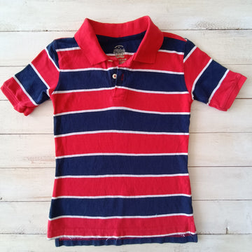 Polera Faded Glory Talla 4-5 Rayada Rojo y Azul.