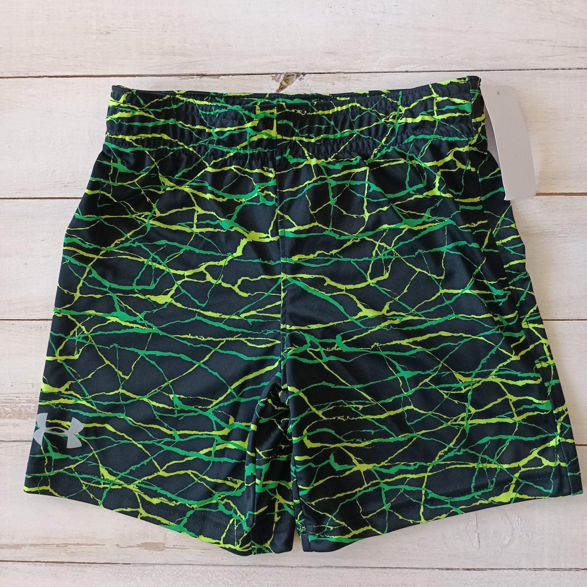 Short deportivo Under Armour NUEVO T4  Negro Rayas amarillas / verdes