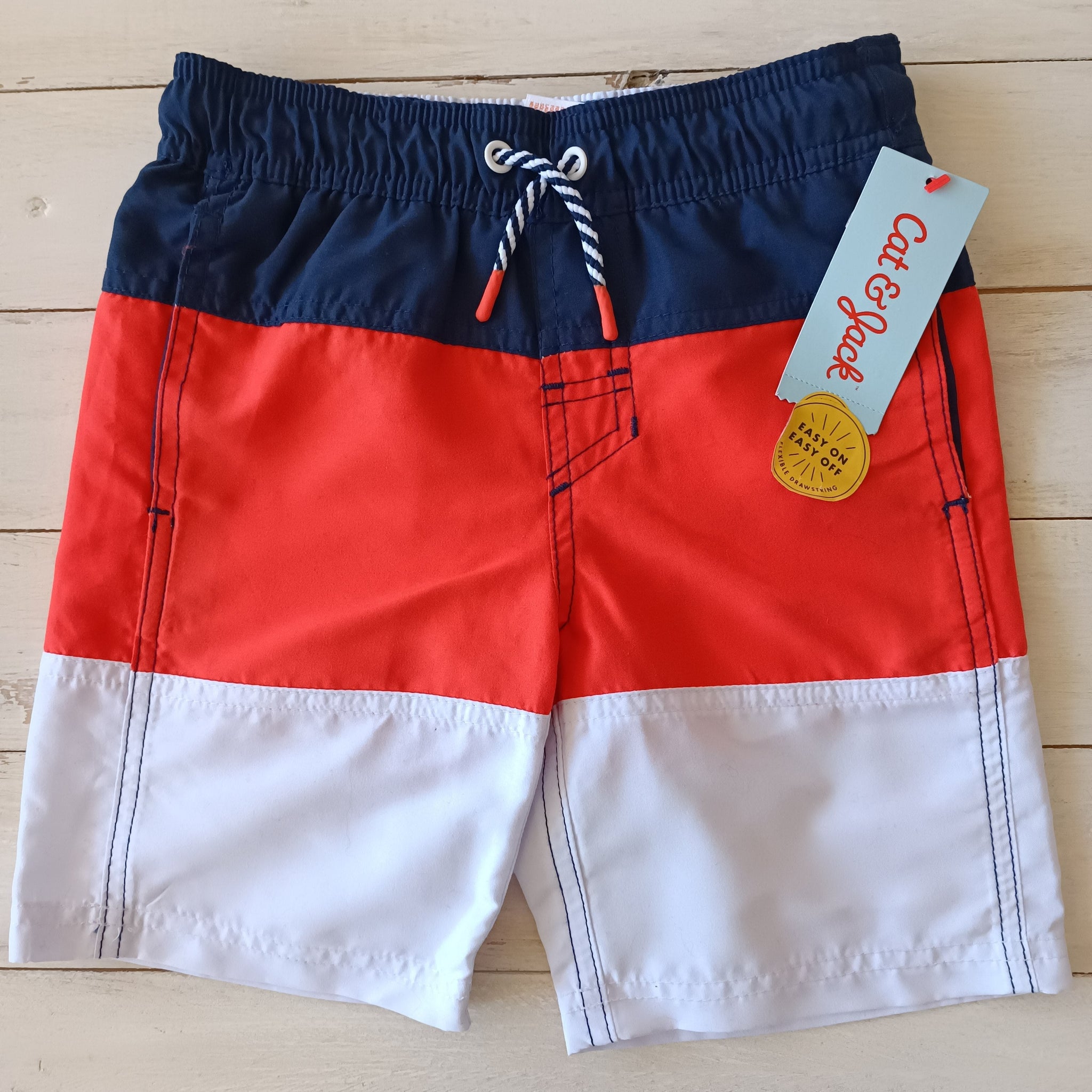 NUEVO Traje de baño Cat &Jack Talla 4-5  Tricolor Bolsillos laterales