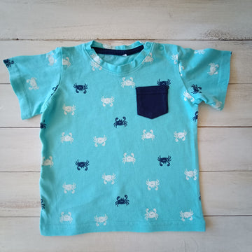 Polera Tibor Talla 12-18M Celeste. Cangrejos.