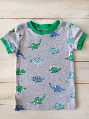 NUEVA Polera Little Me Talla 18M Gris. Dinosaurios.