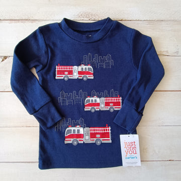 Polera de pijama Carter´s NUEVA Niño 12M Azul. Carro bomberos