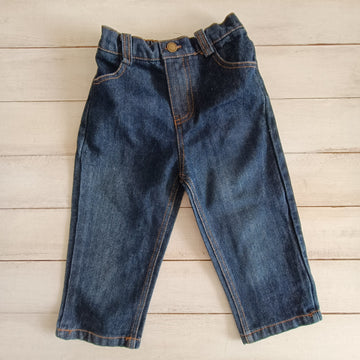 Jeans Coney Island Talla 24M Azul. Costuras naranjas.