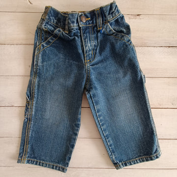 Jeans Old Navy NUEVO 12-18M Costuras amarillas, bolsillo lateral