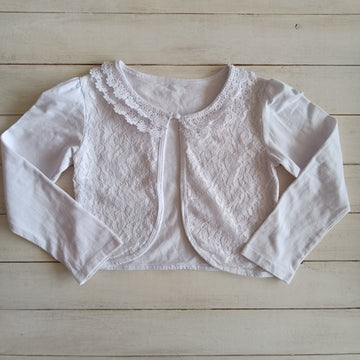 Chaleco Talla 8 Blanco, Bordado floreado transparente