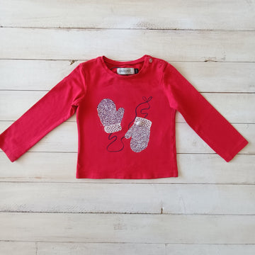 Polera Jean Berget Talla 3 Rojo. Guantes estampados