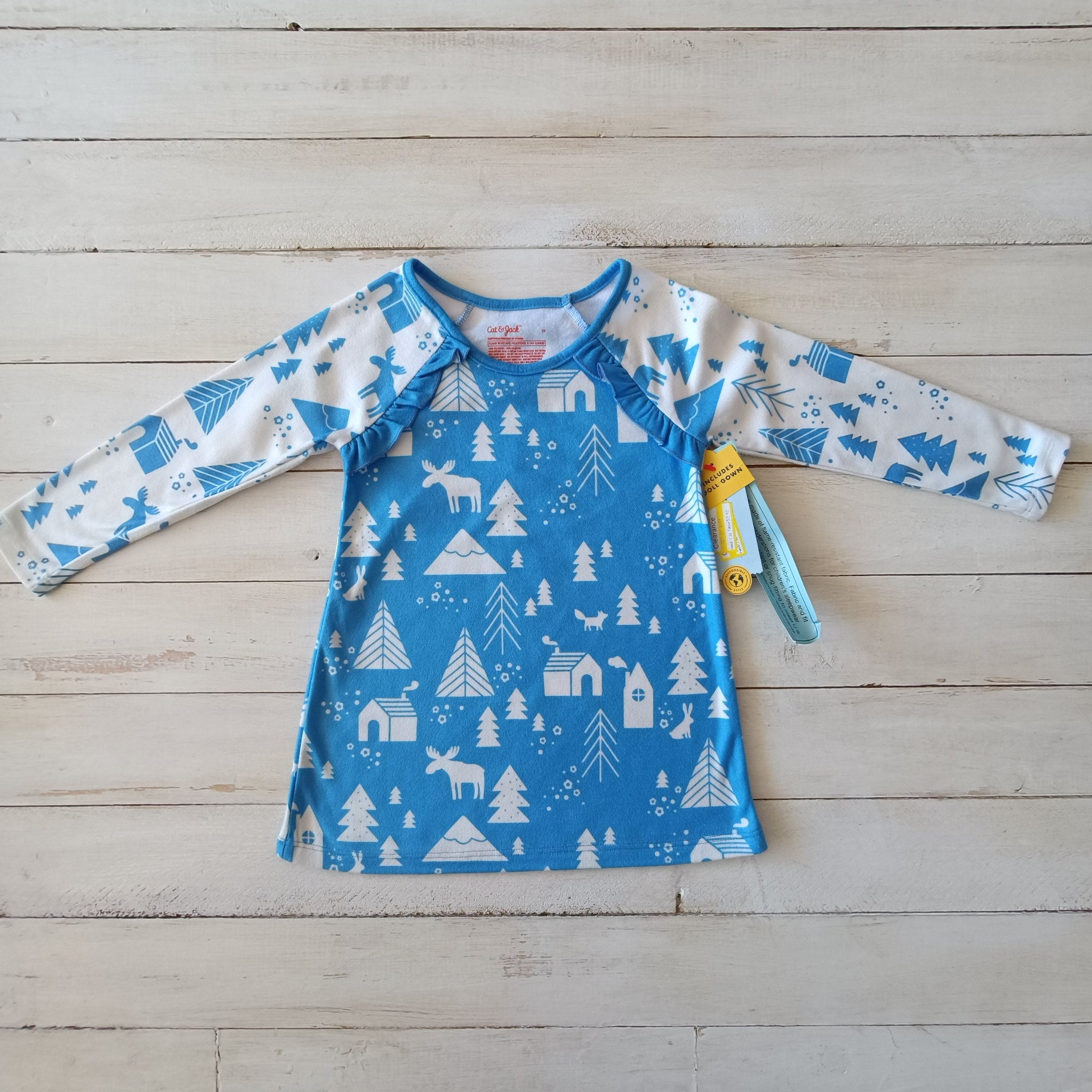 NUEVO Vestido Cat & Jack Talla 2 Celeste. Navideña