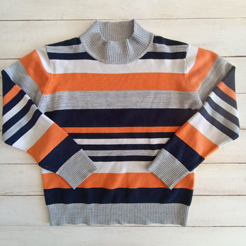 Sweater T8 Gris claro, rayado; azul /  naranja / blanco