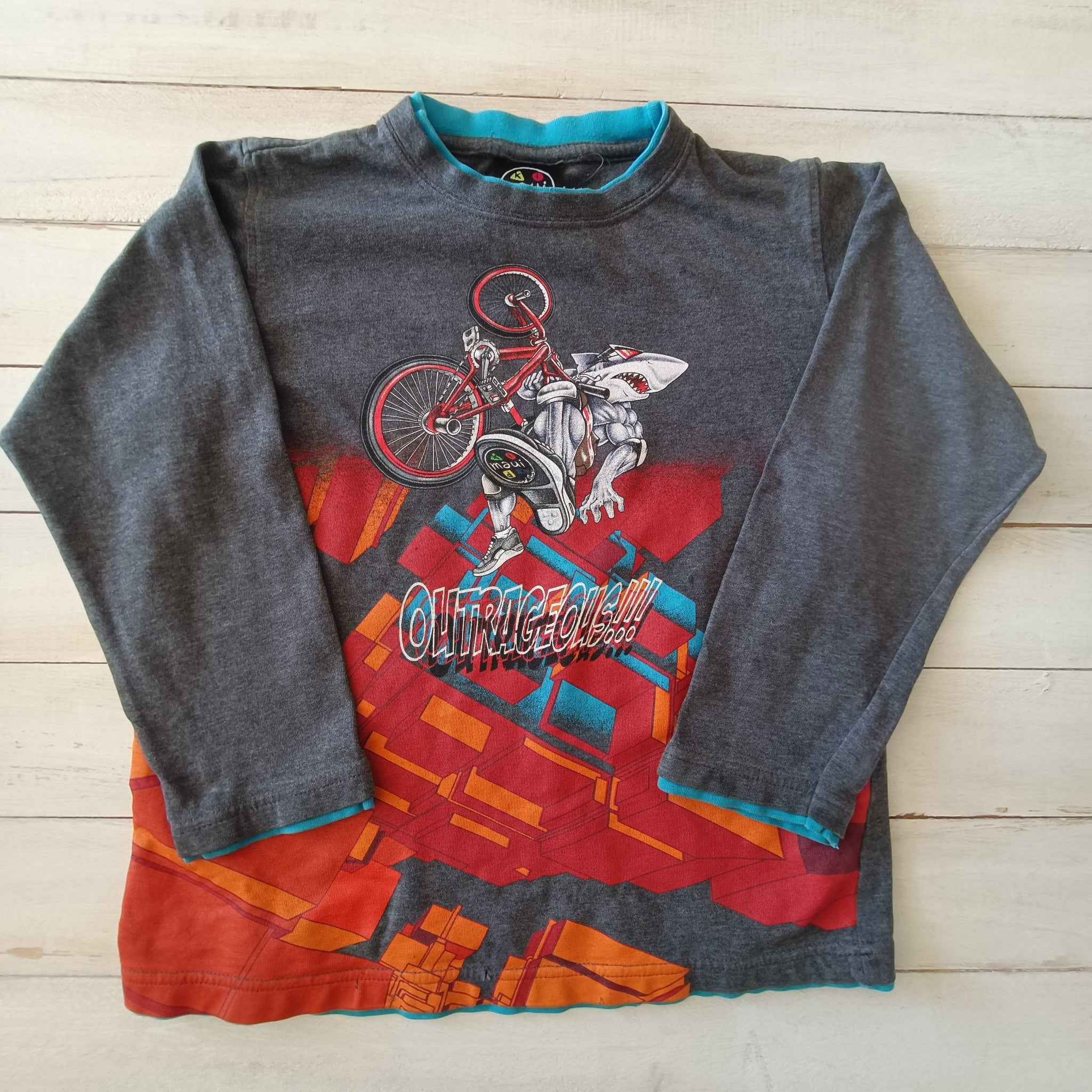 Polerón  Maui and Sons T8 Gris oscuro Tiburón en bicicleta