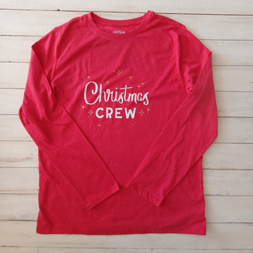 Polera  Cat & Jack NUEVA T18 Roja Letras blancas "Christmas Crew"